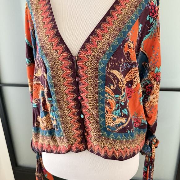 Free people catch me if you can blouse jacket kimono XS Artsy Festival Boho - Picture 5 of 10
